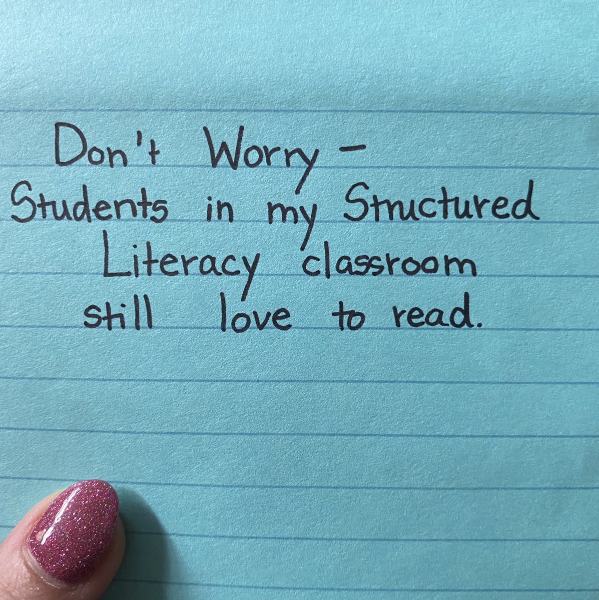 <a href="/KJWinEducation/">Kareem J. Weaver</a> once posted: “Balanced literacy does not have a monopoly on joy.” 
There’s not a surefire way to teach students to love reading, but if the purpose of education is to help succeed in society, having a joy of reading is not fundamental. 🧵