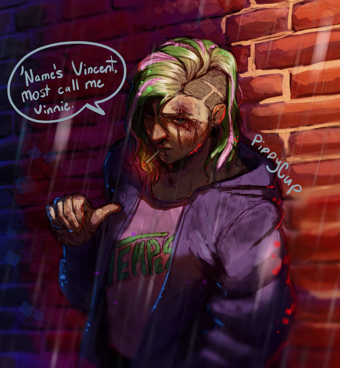 CupPippy's tweet photo. I forgot to post this, he's one of my ocs that exists in the same world as sasha, this is a flashback piece so he doesn't look the same https://t.co/AkLR9Qx0Hq