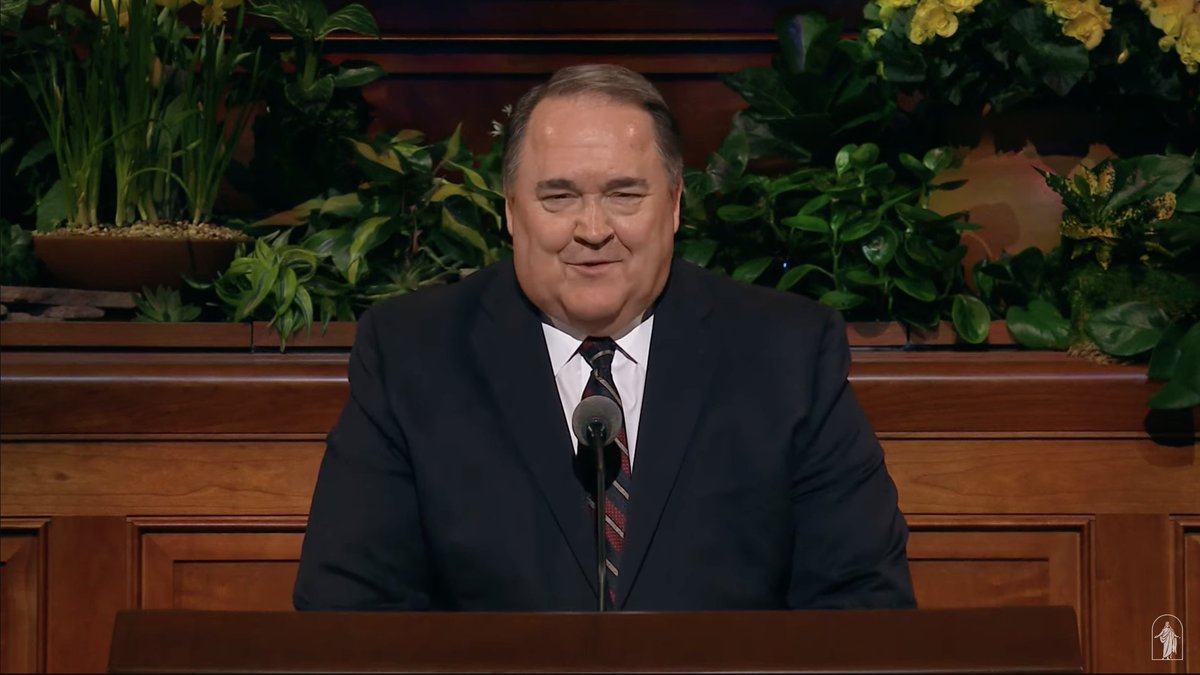 ldsconf's tweet photo. “​​A prophet is someone God has personally prepared, called, corrected, inspired, rebuked, sanctified and sustained. That's why we are never spiritually at risk in following prophetic counsel.” #ElderHaynie | #GeneralConference https://t.co/eoqnE86vjI