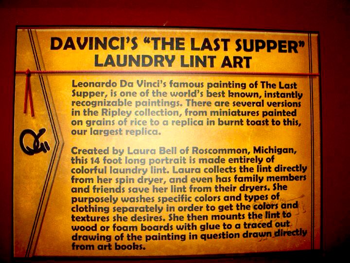 2010 first dryer lint art piece 4’x14’ The Last Supper. SOLD! Now owned by Ripley’s Belive it or Not 
#lintchic #ripleysbelieveitornot