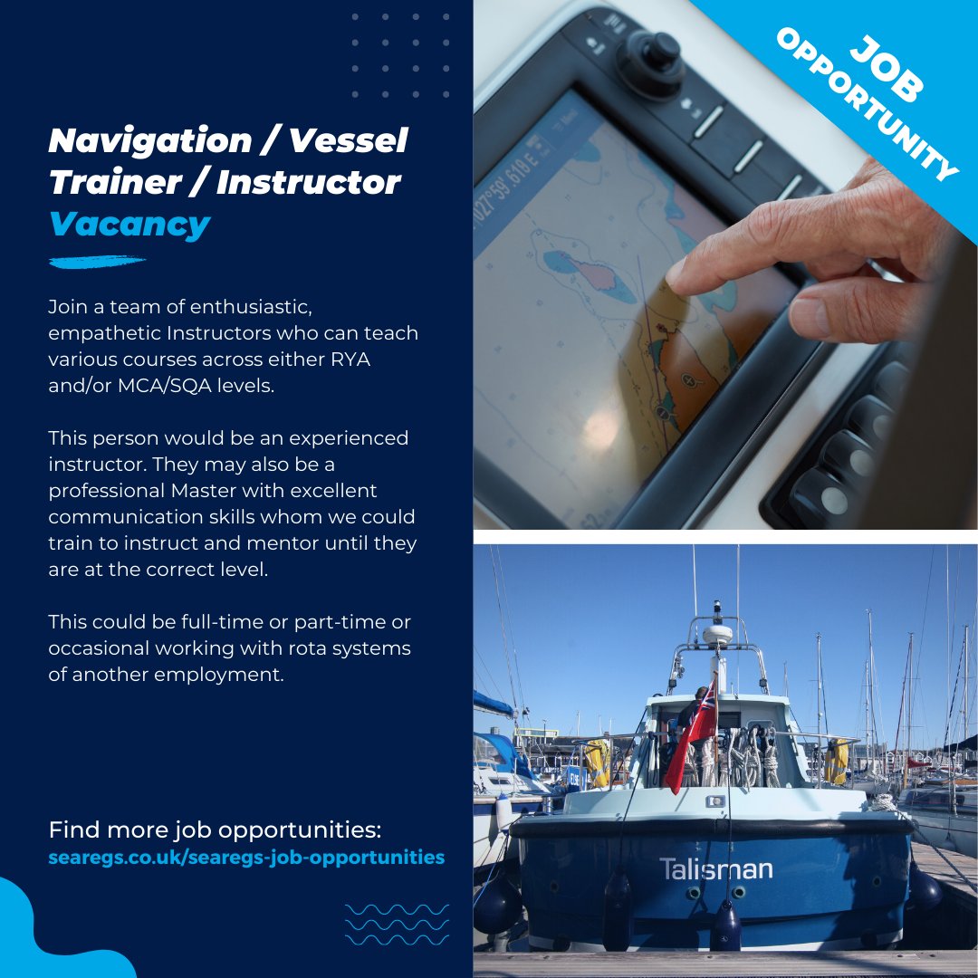 Find out about more job opportunities:
searegs.co.uk/searegs-job-op…

#boat #boating #maritime #hire #workboat #sea #jobopportunities #recruitment #onthewater