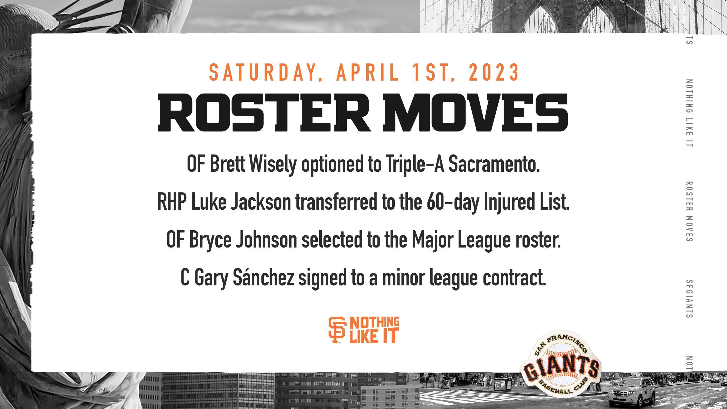 SFGiants on X: #SFGiants Roster Moves:  / X