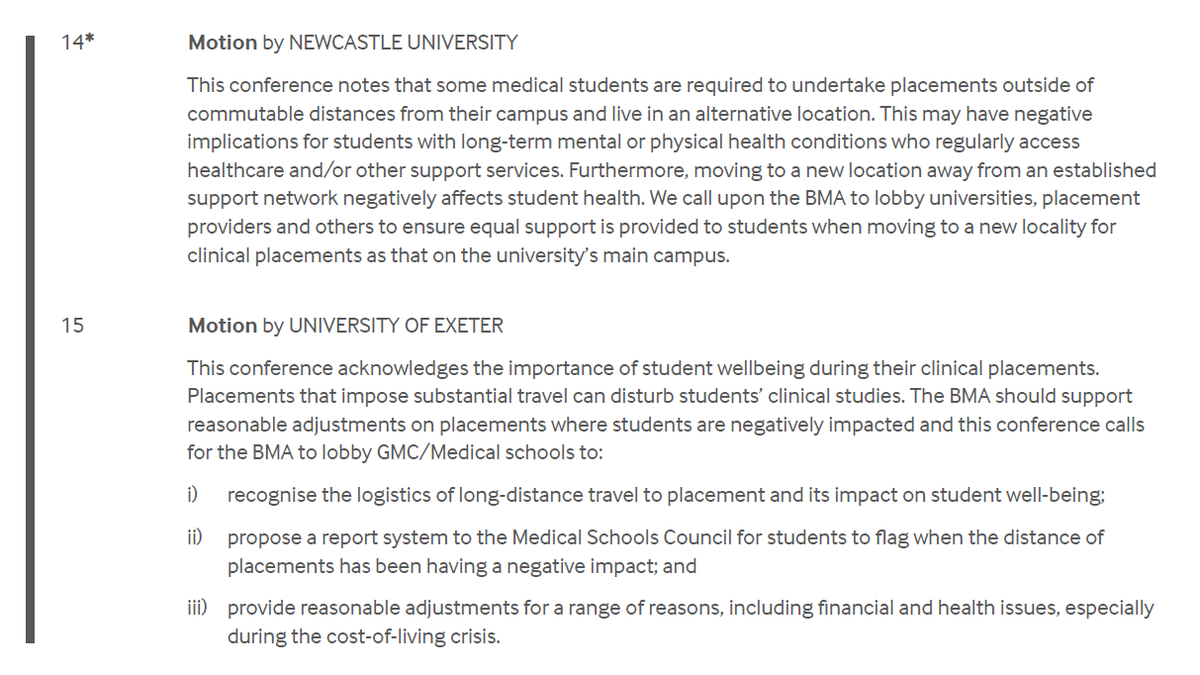 @PPJSucharitkul @MedStudentConf @TheBMA Thanks! Have put a screenshot below but the motion I proposed was basically about supporting students (especially those with physical/mental health conditions) who move to a new location for placements with long commuting distances