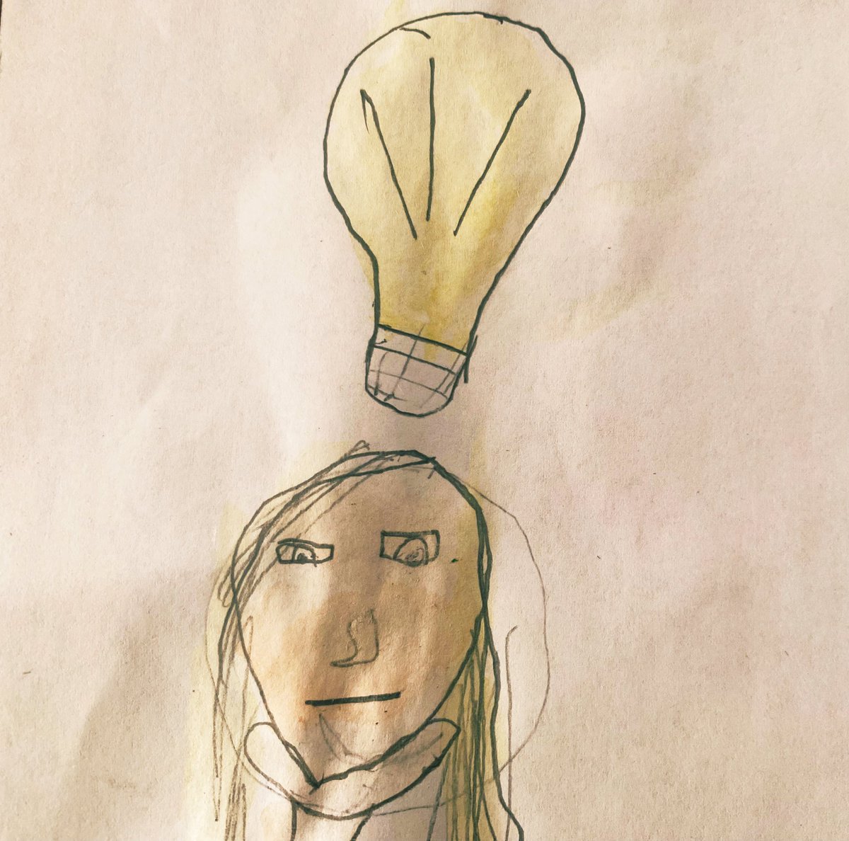 When your 9 year old sees you drawing and painting for #sketch50 and jumps in 😄 Day 1, lightbulb