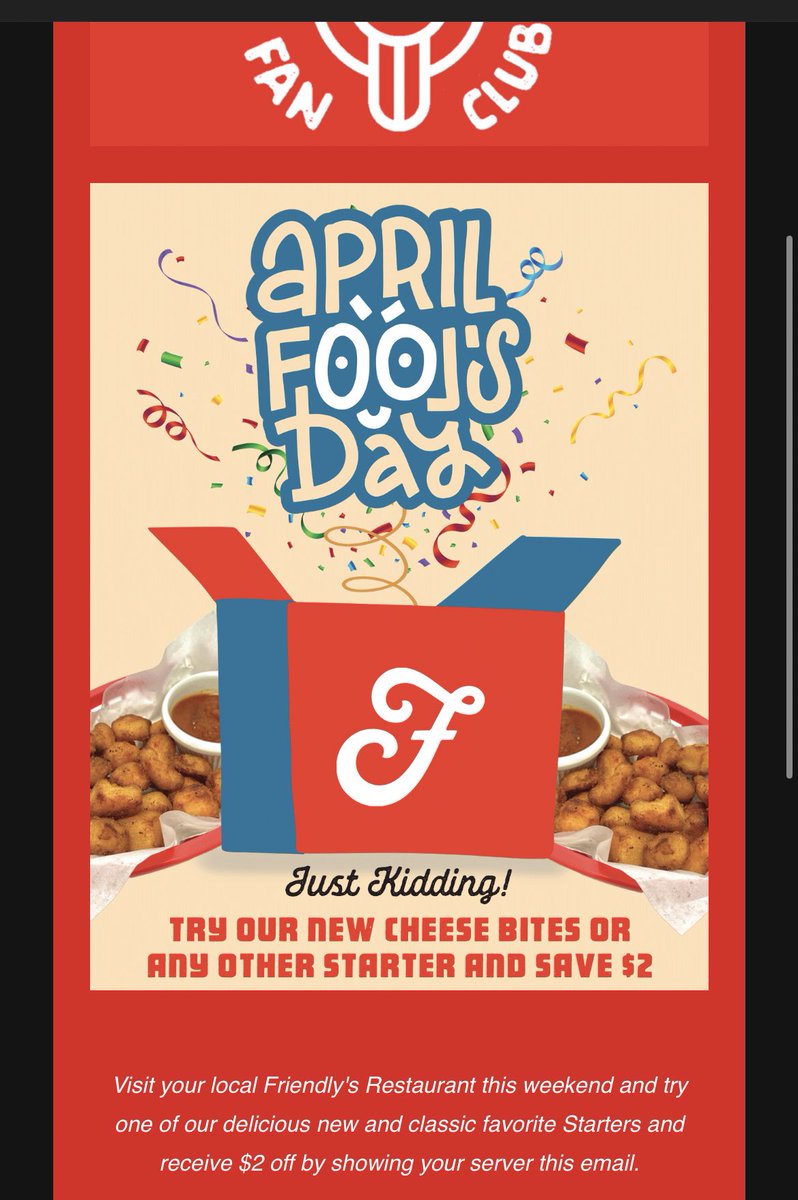 lesloke's tweet photo. @Friendlys how you gonna do me like that. 

Email Subject line: “Mini Mozzarella Sticks Are Back 😉!!”

I screamed at my teenage daughter OH MY GOD GUESS WHAT. Opened up the email and laughed hysterically. Well played, well played. 

We do love those new tiny cheese turds. 🤣❤️ https://t.co/ssrPAjwsOM