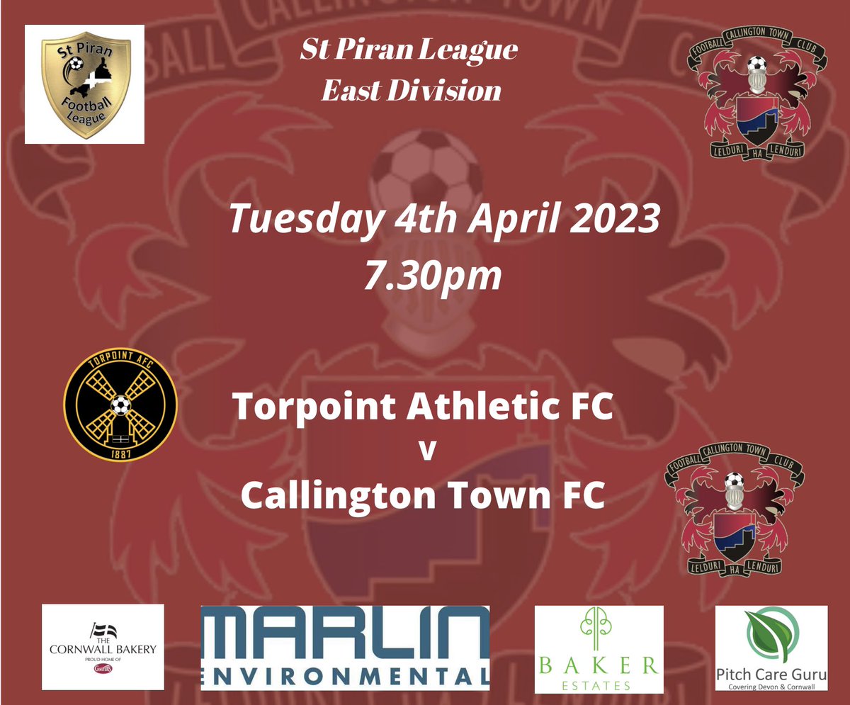 On Tuesday evening our <a href="/CallyTownFC/">Callington Town FC</a> Reserves travel to The Mill to take on <a href="/torpointafc/">Torpoint AFC</a> Reserves in the <a href="/StPiranLeague/">Kernow Stone St Piran League</a> with a 7.30pm kick off <a href="/swsportsnews/">South West Sports News</a> <a href="/PLsportsnews/">PlymouthSportsNews</a> <a href="/sportscornwall/">Cornwall Sports Media</a> <a href="/KJMsport57/">Kevin Marriott</a> <a href="/NigelWalrond/">Nigel Walrond</a>