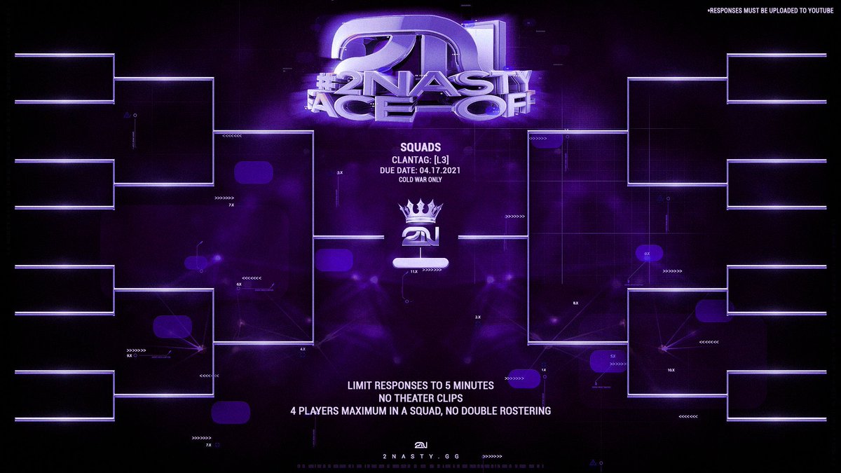 RyDog2Nasty's tweet photo. The clantag for the next #2Nasty Face-Off tourney is LIVE 

This will be a Multi-CoD tournament featuring 16 teams, squads and solos 

Clantag [L3] - Due April 29th ‼️ https://t.co/gJm1N0unhA