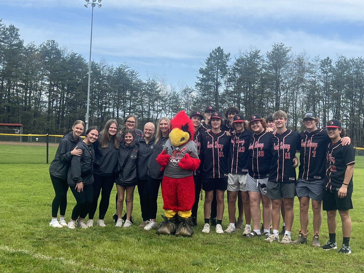 ESurryBaseball's tweet photo. Awesome day supporting ESLL for their Opening Day Ceremonies (along with @ESH_Softball). Love seeing our kids interacting and giving back to #FutureCards. Great to have former Cardinal standout @TeamLastDraw throw out the 1st pitch! @ES_Athletics https://t.co/IlDCVHyG6h