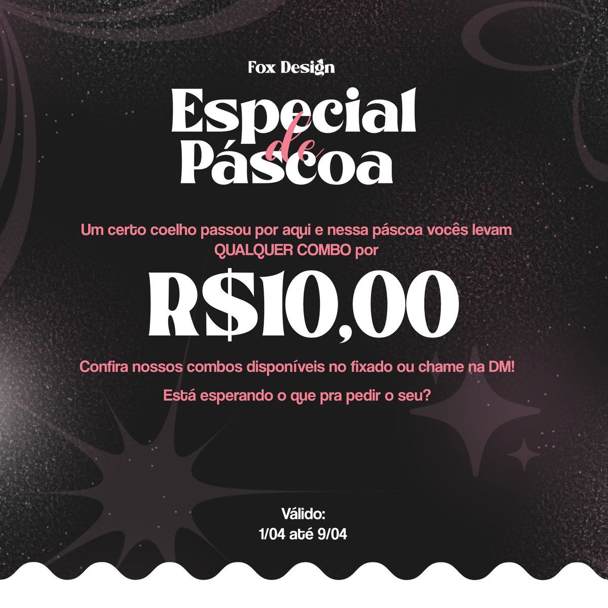 Foxdesignf's tweet image. ✷ Nessa páscoa que tal dar uma repaginada no seu perfil com nossos combos? No especial de páscoa do Fox Design você leva QUALQUER COMBO por apenas R$10,00! Está esperando o que pra fazer seu pedido? — Available in english.