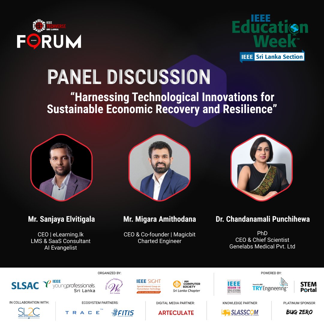 IEEEtechverse's tweet photo. Meet our astounding panellists for the panel discussion!

Register Now For Tech Forum: https://t.co/cKpgHacigk

#ieee #techverse #ieeeslinspire #slsac #ieeeypsl #wiesl #ieeeslsight #educationatIEEE #techforum #Srilanka #ieeeeducationweek https://t.co/5pnCd6ZQwi