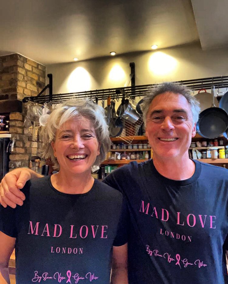 stevevyse1's tweet photo. #EmmaThompson and Greg Wise wearing #madlovelondon Supporting @pinkribbonfound https://t.co/9XrfO8jaw3