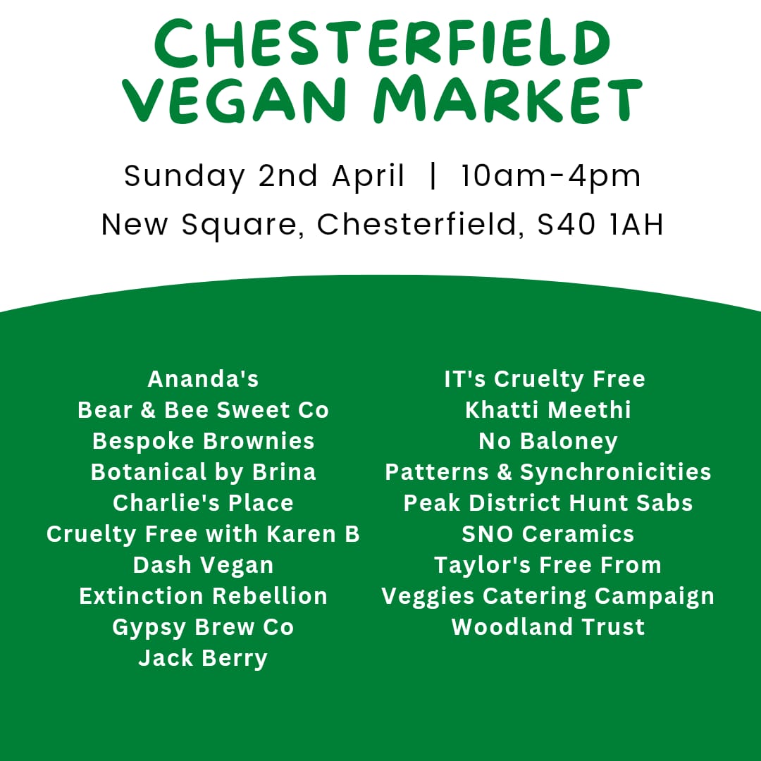 RainbowMonkeyEv's tweet photo. Tomorrow! Chesterfield Vegan Market! New Square. See you there? @AnandaFoods @DashVegan @veggiesnottm @PDHuntSabs @itscrueltyfree2 #Chesterfield #notaprilfools #NotAprilFool #veganmarket https://t.co/a91nAbu5fy