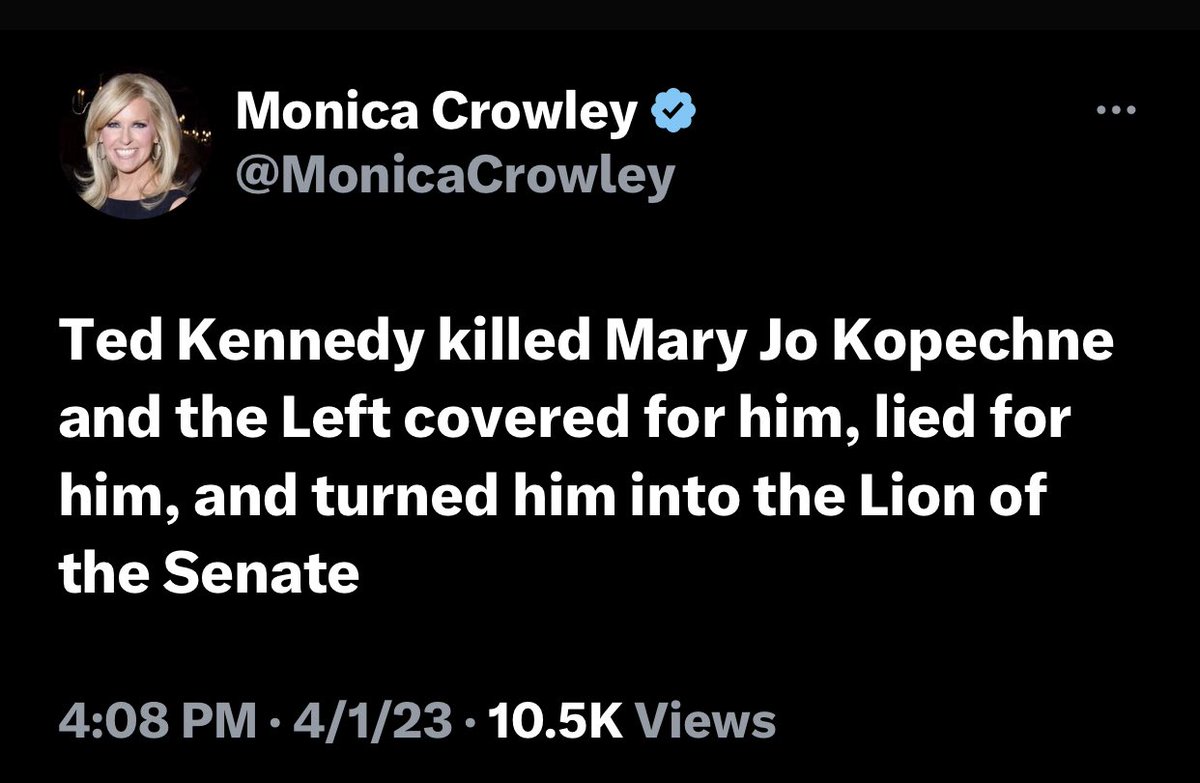 Richard Nixon committed treason and got American soldiers killed by getting North Vietnam to stall the peace talks so he could win the 1968 election and <a href="/MonicaCrowley/">Monica Crowley</a> later went to work for him.