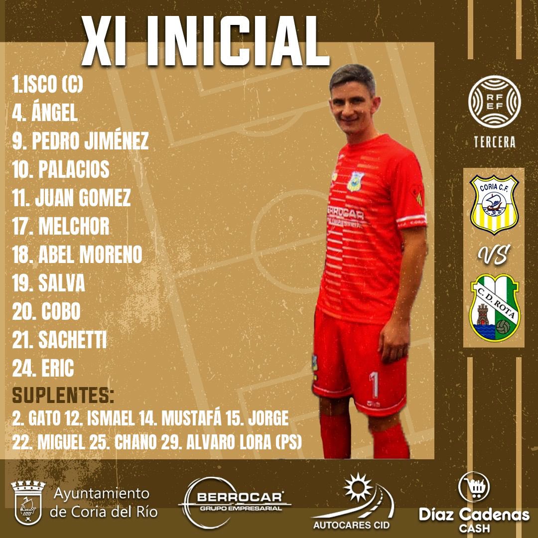Coria_CF's tweet photo. XI #CoriaCF frente al #CDRota
#VamosCoria
#DeTuPasionNacioNuestraHistoria https://t.co/ktVTiEMBlv