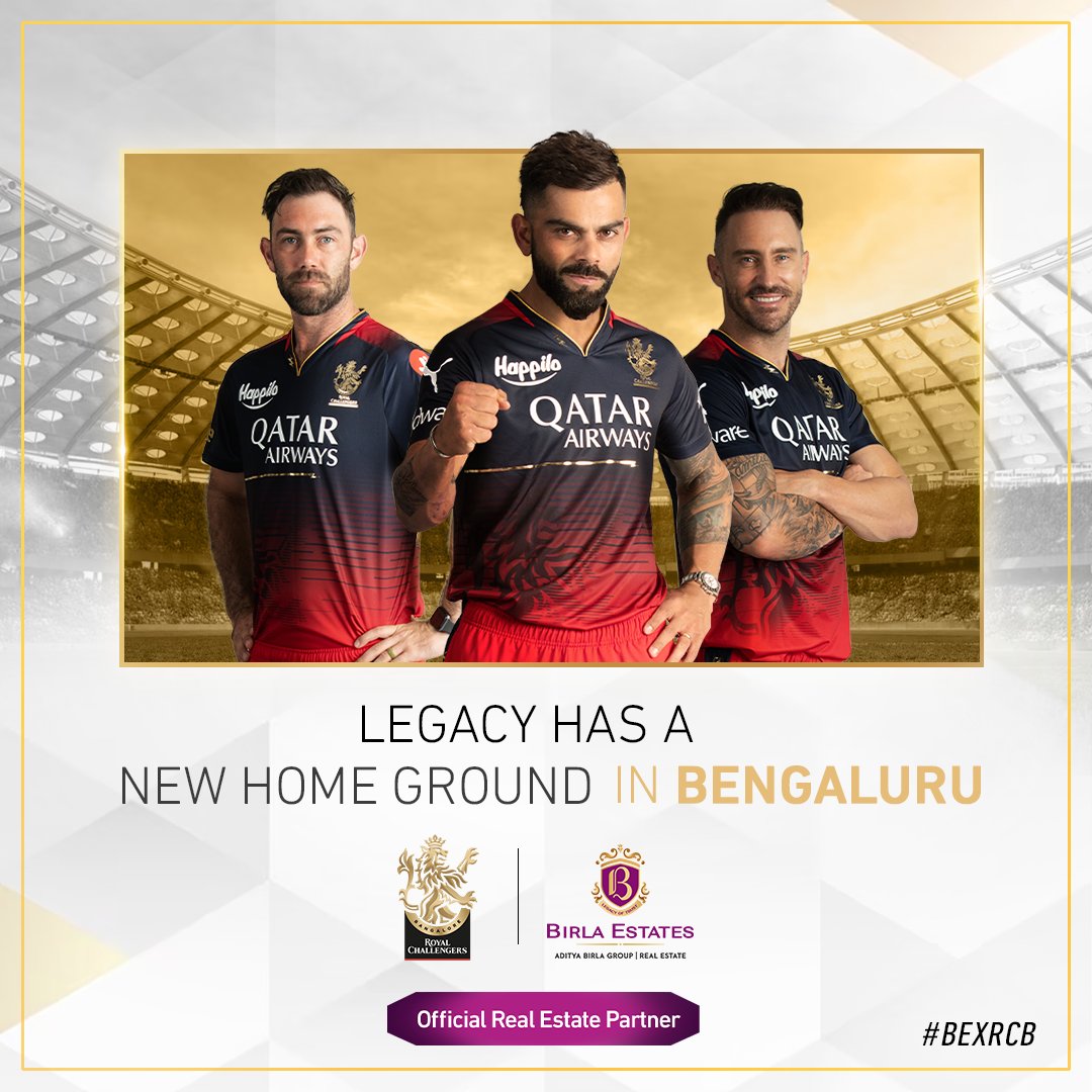 Birla_Estates's tweet photo. Birla Estates is proud to be the Official Real Estate Partner of the Royal Challengers Bangalore!!
#LiveTheCelebration #ChallengersInHouse #BEXRCB #EstatelyMoments #EstatelySquad #EstatelyCelebration #rcb #ipl #viratkohli #cricket #playbold #abd #bcci #memes #dream #kannada https://t.co/jRZzWNFxhx