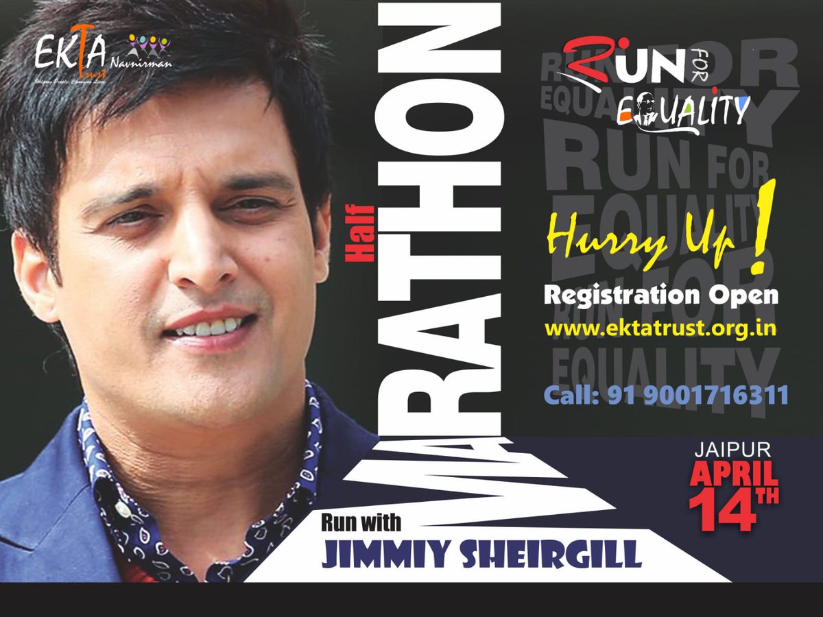 Run with Jimmi Shergill in 5th Run for Equality 2023 at Jaipur on 14.04.2023. Register at ektatrust.org.in