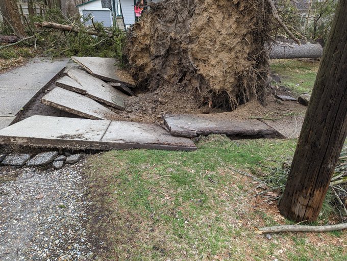 2 massive freaking trees blew over just 2 houses down from mines, luckily noone was hurt but it is absolutely<a href="/tag/storm"class="tags"><span>#storm</span></a><a href="/tag/crazyweather"class="tags"><span>#crazyweather</span></a>