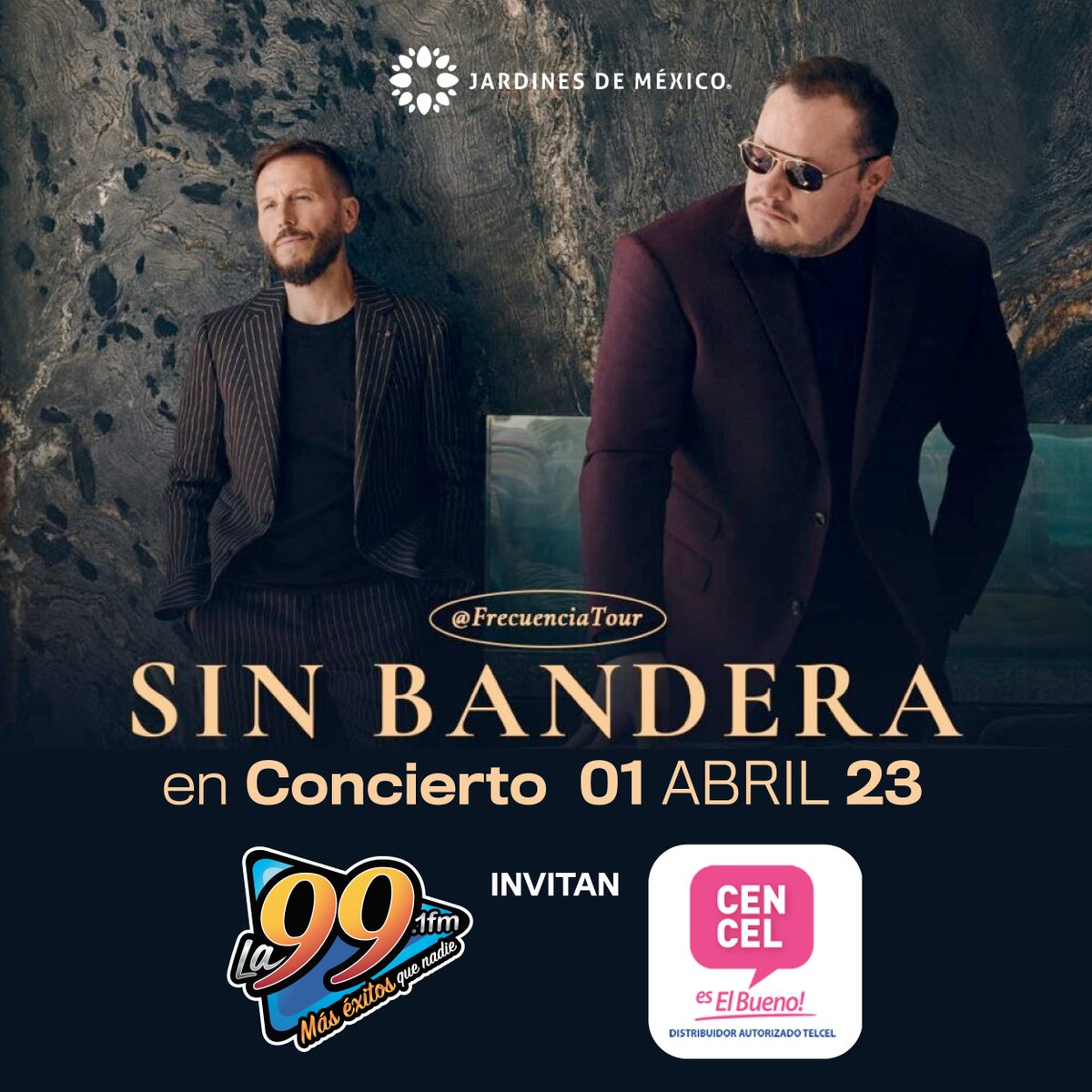 DiariodeMorelos's tweet photo. #La99fm y #Cencel te invita a vivir la experiencia del concierto "Sin Bandera" este 1ro de Abril en Jardines de México
🎁 Con @Cencel vive el concierto de #SinBandera
Visítalos en: Plaza Cuernavaca
- Galerías Cuernavaca,
https://t.co/8gnkYmM6Wr https://t.co/BJWqdA5HbJ
