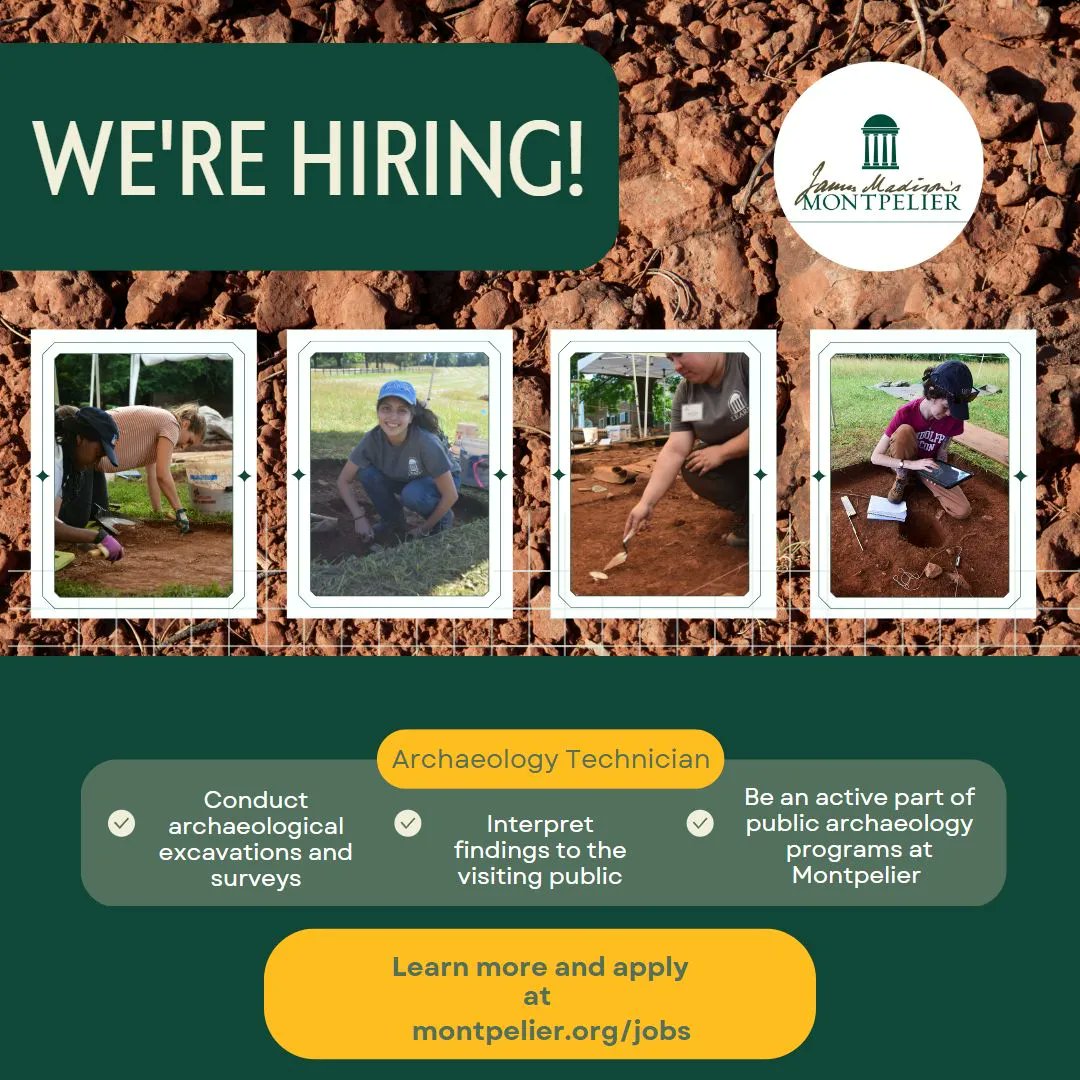 Montpelier_Arch's tweet photo. 📢 WE’RE HIRING📢
Join this #awardwinning team of dedicated #archaeologists at @JMMontpelier!
➡️ https://t.co/jHykJMfukF https://t.co/C4kSpQgKW0