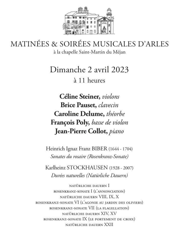 emuled's tweet photo. Concert Biber Stockhausen ARLES 2/04/2023 https://t.co/RyURP85PaI