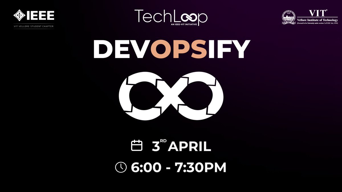 ieeevitvellore's tweet image. Feeling stuck in a commit-ment? It&apos;s time to break free with #DevOps and automation! Join our event on April 3rd from 6.00 PM-7.30 PM and learn how to streamline your software development. Link in our bio! #automation #Techloop