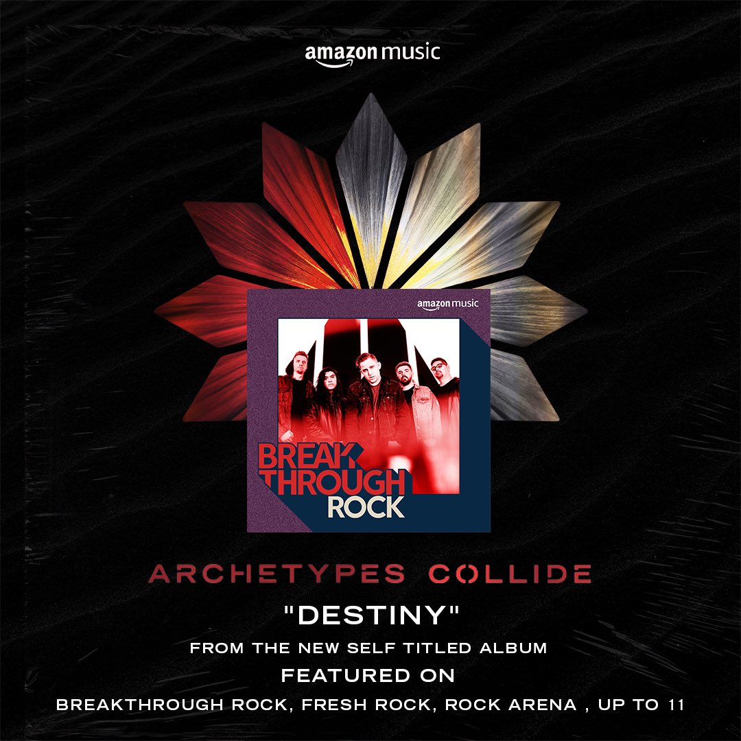 AtypesCollide's tweet photo. Thank you @amazonmusic for adding “Destiny” to Breakthrough Rock, Fresh Rock, Rock Arena, and Up To 11!
We are so stoked to be the cover for Breakthrough Rock as well🤘♥️🤍
🔗Link to listen: https://t.co/HmWLWGq2pR
#amazonmusic https://t.co/QbO0qjHPNt