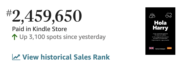 BooHQbooks's tweet photo. I don't know how this can be possible, we're only in the pre-release stage, but "Hola Harry!" has moved up the paid charts by 3,100 places since yesterday.
Do they remove books? 🤔
#SpanishLanguage #ChildrensBooks https://t.co/ETADZdzE5H