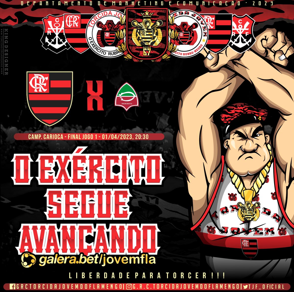 Final - Jogo 1

Hoje, às 20h30, o Flamengo enfrentará os Flores no estádio Maracanã, partida válida pelo 1° Jogo dá Final do Campeonato Carioca.

⚠️Aviso:Lembrando aos nossos componentes e associados que o Grêmio Recreativo Cultural Torcida Jovem do Flamengo está cumprindo
(+)