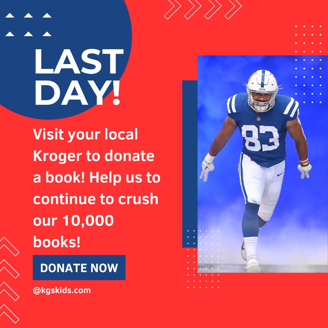 Today is the last day of the book drive!! Visit your local Kroger to donate a book! Help <a href="/theKCG18/">Kylen Granson</a> and us along with <a href="/kroger/">Kroger</a> and <a href="/Gatorade/">Gatorade</a> to continue to crush our 10,000 goal!
#books #read #literacy #nonprofit #givingback