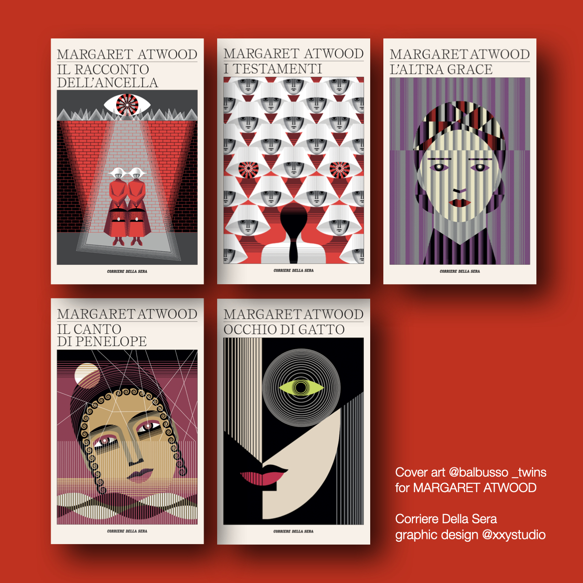 Margaret Atwood's series @Corriere 
#coverart by @balbusso_twins for @MargaretAtwood #graphicdesign @xxystudio #thehandmaidstale #penelopiad #catseye #thetestaments #aliasgrace #margaretatwood #cover #art #illustration #bookslovers #bookcollectors
#balbussotwins #digitalart