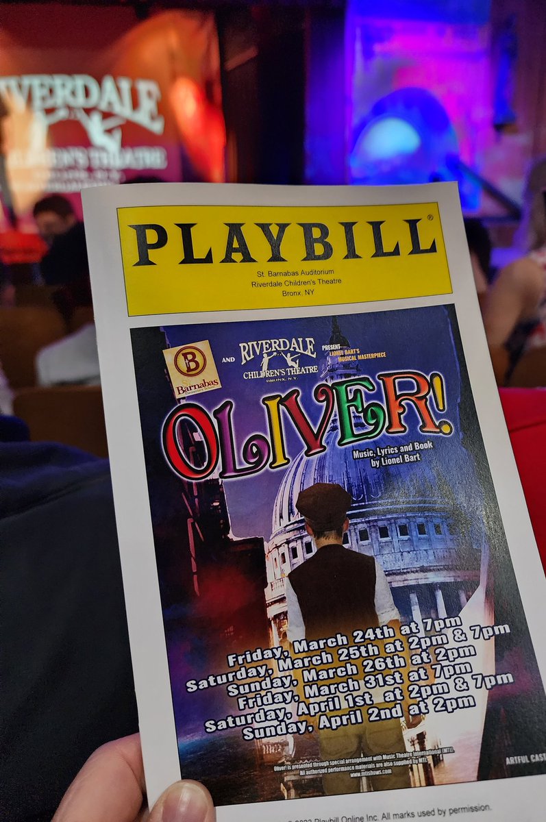 NandTBeale's tweet photo. Excited to be taking in the matinee performance of Oliver! https://t.co/MyjEJbKEii