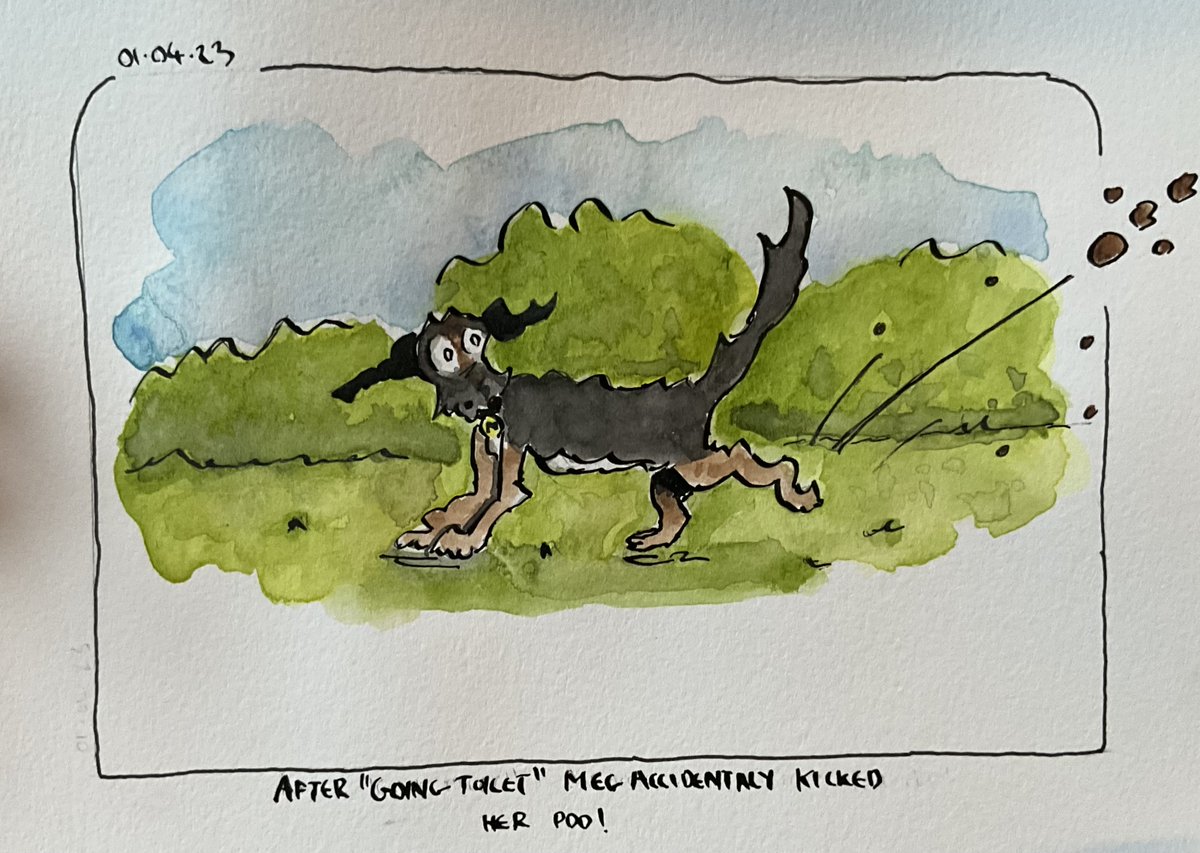She shocked  herself….#DogsBehavingVeryBadly  .#dailydoodle #doodlediary #watercolour #watercolor #watercolorpainting #watercolourpainting #dog #illustration #doodle #fun #family #dippen #InkDrawing #dailypaint #DogsOnTwitter #DogLover #dogsoftwitter #DogLover