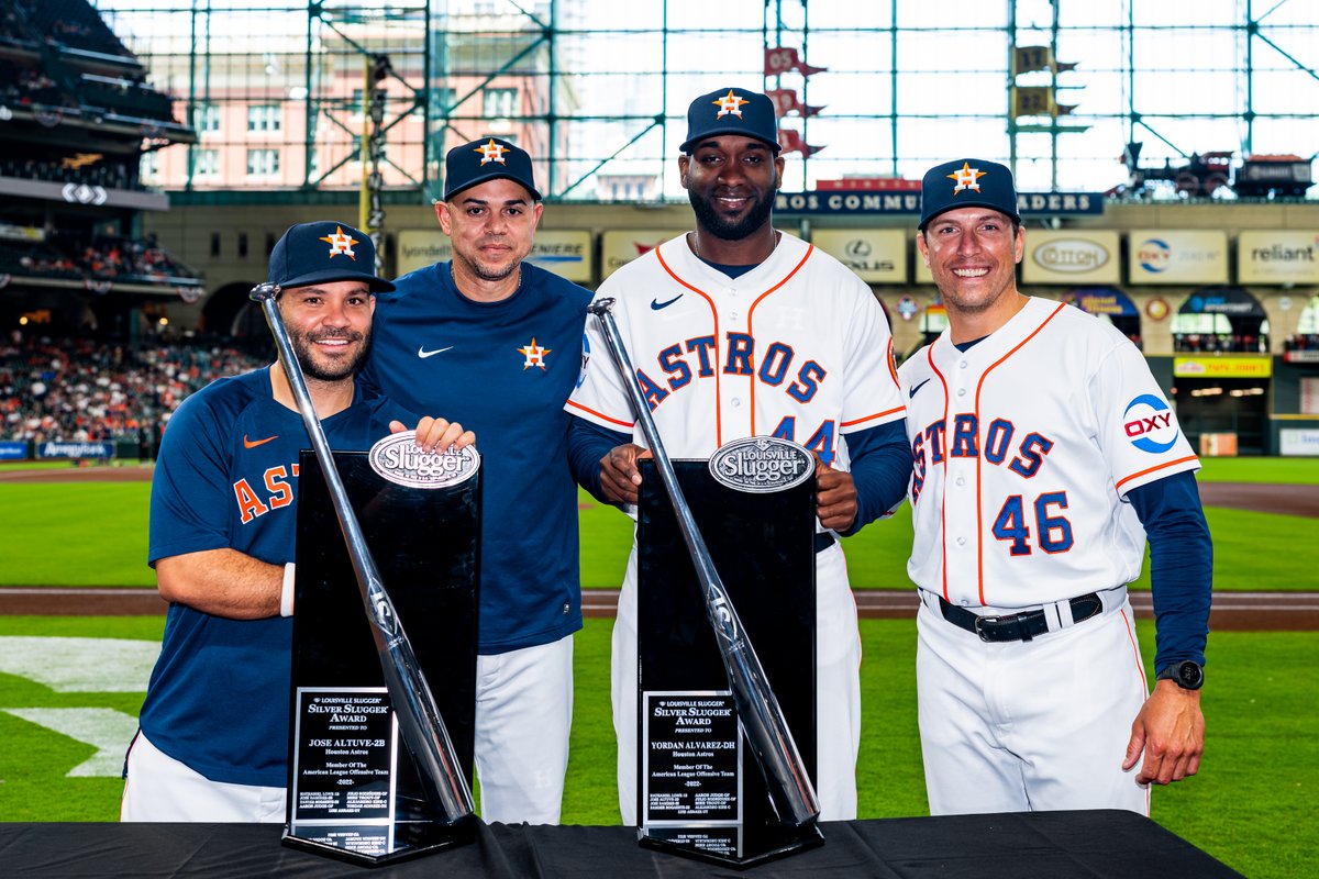 astros's tweet photo. Congratulations to our #SilverSluggerAward winners Jose Altuve and Yordan Alvarez! https://t.co/wa85LLge8n