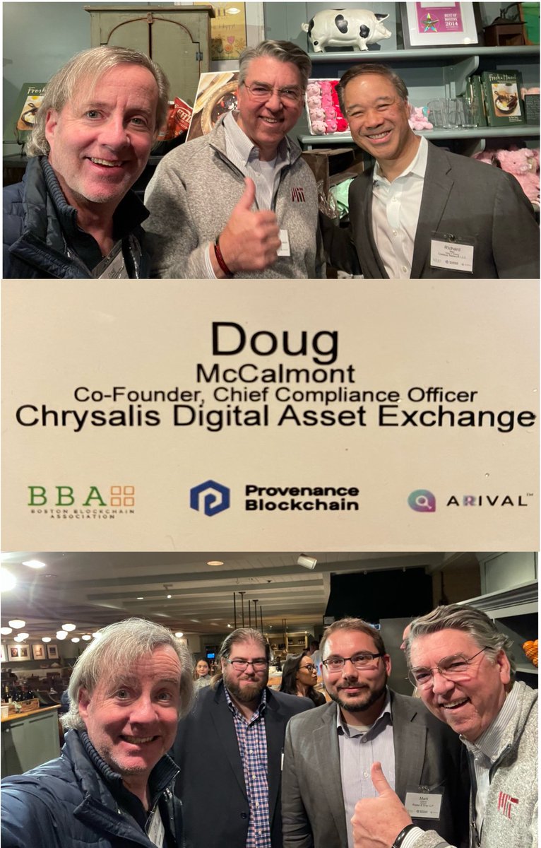 Thanks <a href="/MikeWise07/">Mike Wise</a> and #BostonBlockchainAssociation for inviting CDAE (<a href="/DougMcCalmont/">Doug McCalmont</a>) to an amazing reception at the <a href="/CharlesHotel/">The Charles Hotel</a> celebrating the 2023 <a href="/harvard_crypto/">Anamaria Marian</a> conference. Great connecting with Richard Man, Sam Nathans, and <a href="/markacianci/">Mark Cianci</a>. Greater Boston=Blockchain Central