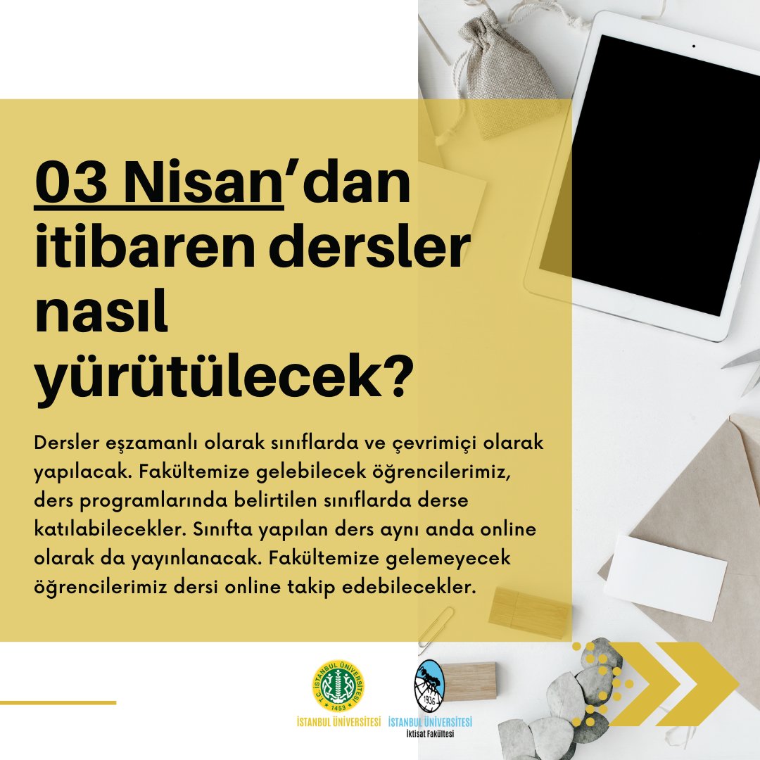iuiktisatedu's tweet photo. Sevgili öğrencilerimiz sizleri tekrar Fakültemizde görmek İçin sabırsızlanıyoruz...
03 Nisan itibariyle Fakültemizde derslerin işleyişi ve bahar dönemi Ara Sınavlarının nasıl yapılacağı hakkında merak ettiğiniz soruların cevaplarını bilgilendirmemizde bulabilirsiniz.👇👇👇 https://t.co/yXsoJOhigP