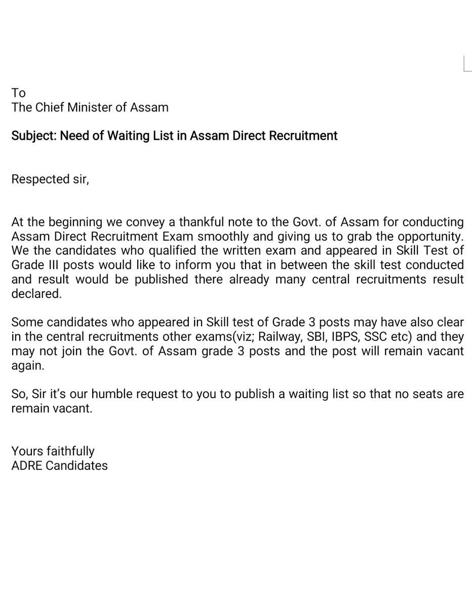 LalanSah6's tweet image. Respected @himantabiswa sir,
Its been 3 months since Grade 3 CPT completed.
But final result not yet publishd.
Plz give tentative date of result.
Also there will be a need of waiting list (please find attached for more info)
 @CMOfficeAssam 
#adre_final_result
#adre_waiting_list