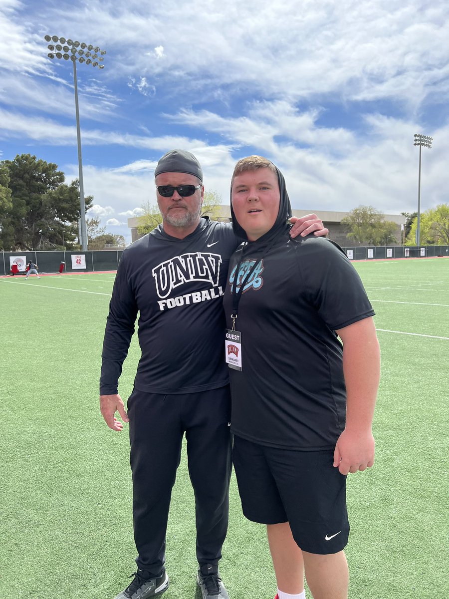 Huge thanks to <a href="/unlvfootball/">UNLV Football</a> for having me for an unofficial visit! <a href="/VanceVice/">Coach Vance Vice</a> <a href="/KelseaWinkle/">Kelsea Winkle</a> <a href="/Coach_Odom/">Barry Odom</a> <a href="/mrlongshore/">Nate Longshore</a> <a href="/bcavi68/">BJ</a> <a href="/cavemanfootball/">American Fork High School Caveman Football</a> @coach_OFFA <a href="/MooseB90/">Moose Bingham</a> @bangulo