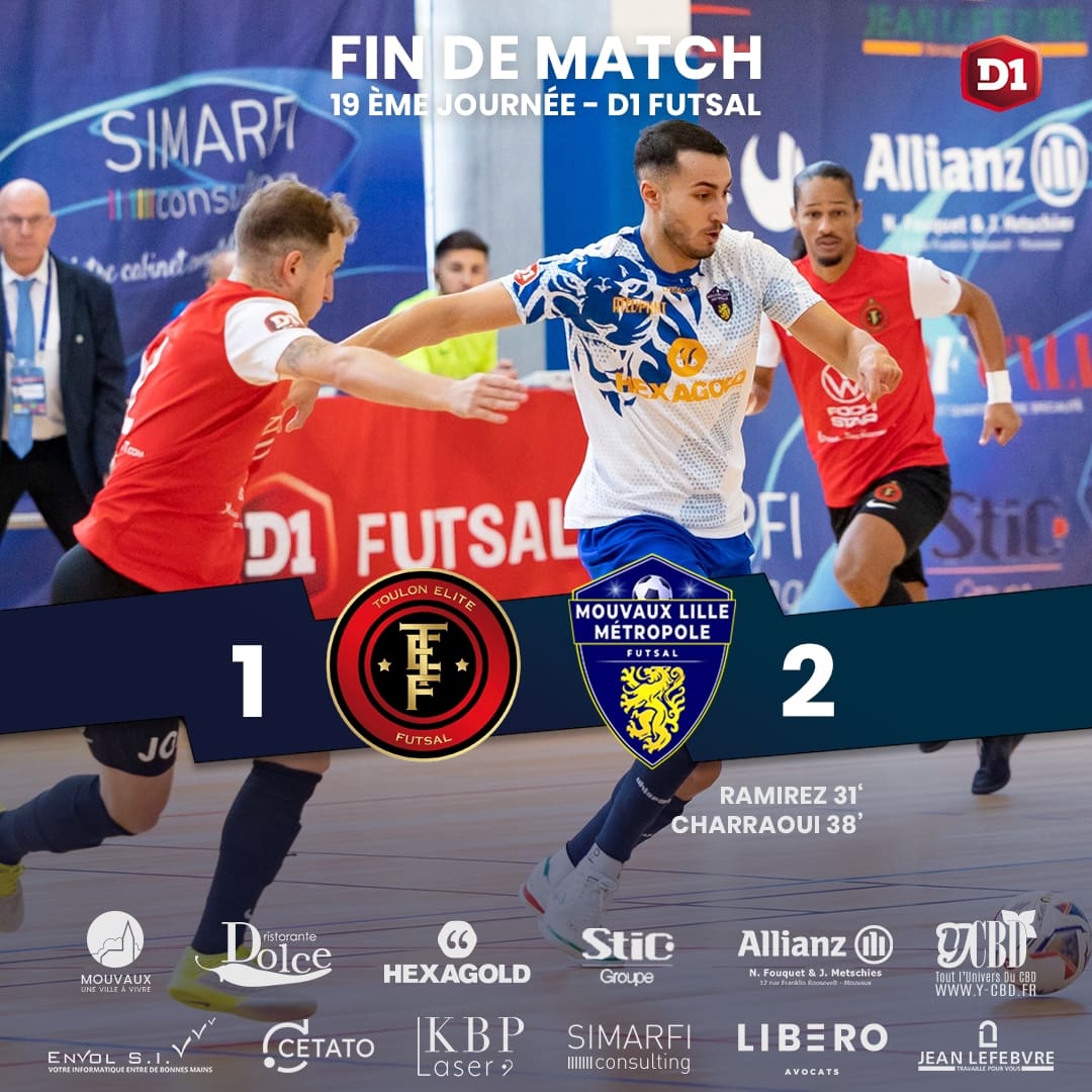 ⏱️ 𝙁𝙄𝙉 𝘿𝙀 𝙈𝘼𝙏𝘾𝙃

Quel match ! Mouvaux égalise et s'offre la victoire dans les dernieres minutes 🔥💪🏼

La course aux plays-off continue 🔵⚪

#gameday #futsal #mlmfutsal #D1Futsal #futsalfrance