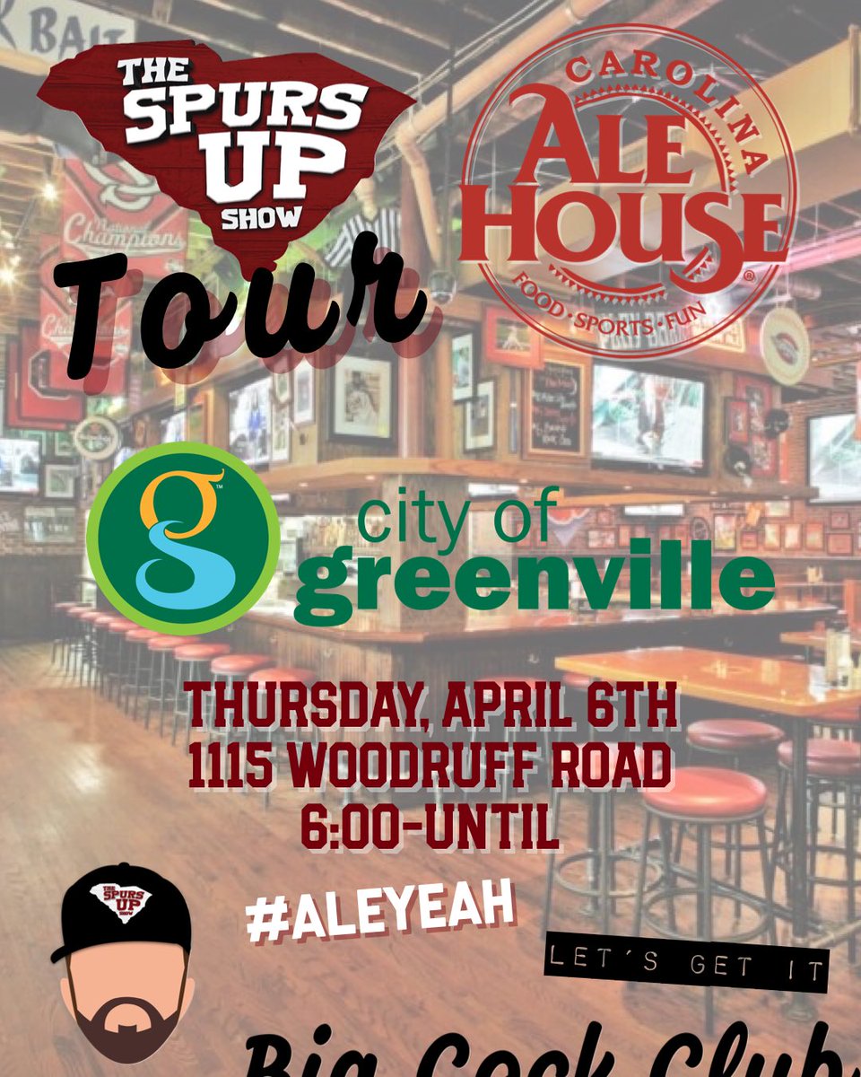SECUnfiltered's tweet photo. The 2023 #TSUS Spring Tour continues next week from CAH Woodruff Road in Greenville, SC!!

Food/drink specials, exclusive merch sales and more!

We’ll also be watching the Yardcocks take on LSU with first pitch set for 7:00 PM ET!

Can’t wait to see y’all there!

#AleYeah https://t.co/CHX59f7kQC