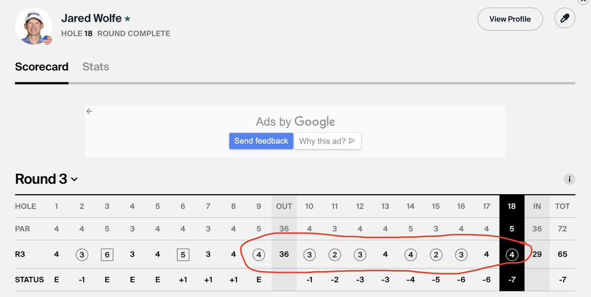 Jared Wolfe Tracker (@jaredtracker) on Twitter photo In case you haven't checked on <a href="/JaredWolfepro/">Jared Wolfe</a>, in the past hour...he finished his 3rd round of the <a href="/KornFerryTour/">Korn Ferry Tour</a> <a href="/CHILEclassic/">Astara Chile Classic 2025</a> on a bit of a heater. -8 on his last 10 holes...not bad.
<a href="/betacg24/">BETA Consulting Group</a> <a href="/full_send_pod/">Full Send Podcast</a> <a href="/golfacademypr/">The Golf Academy</a> <a href="/SrixonGolf/">Srixon</a> <a href="/wilson_cadillac/">Wilson_Cadillac</a> <a href="/TeamISCOGolf/">Team ISCO</a> In case you haven't checked on <a href="/JaredWolfepro/">Jared Wolfe</a>, in the past hour...he finished his 3rd round of the <a href="/KornFerryTour/">Korn Ferry Tour</a> <a href="/CHILEclassic/">Astara Chile Classic 2025</a> on a bit of a heater. -8 on his last 10 holes...not bad.
<a href="/betacg24/">BETA Consulting Group</a> <a href="/full_send_pod/">Full Send Podcast</a> <a href="/golfacademypr/">The Golf Academy</a> <a href="/SrixonGolf/">Srixon</a> <a href="/wilson_cadillac/">Wilson_Cadillac</a> <a href="/TeamISCOGolf/">Team ISCO</a>