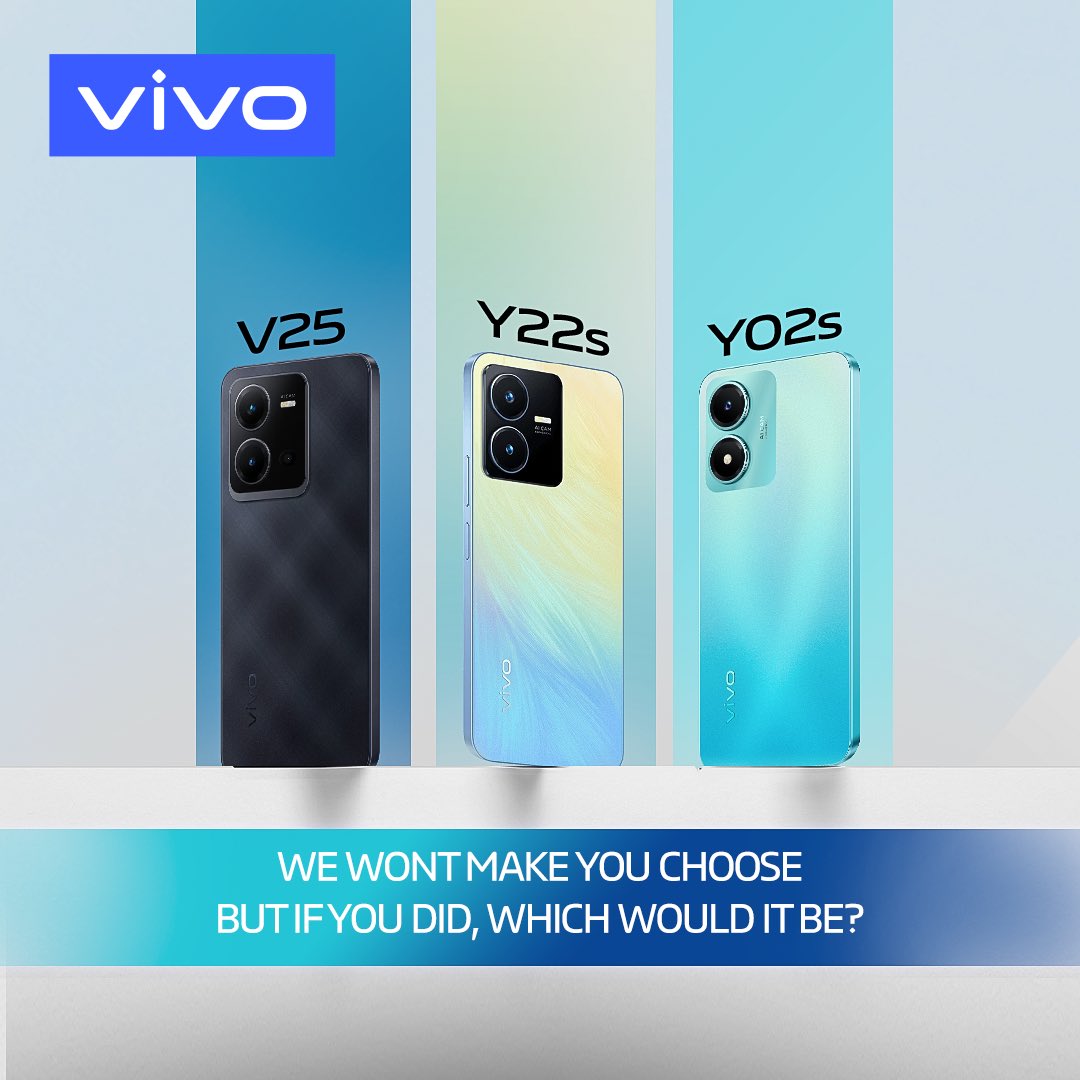 vivo__Nigeria's tweet photo. Which of these beauties does it for you? 😎

#vivo #vivo_nigeria #V25e #Y02s #Y22s #DelightEveryMoment #YSoCool https://t.co/6hxdm9QjFt