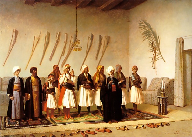 Prayer in the House of an Arnaut Chief #gerome #jeanleongerome wikiart.org/en/jean-leon-g…