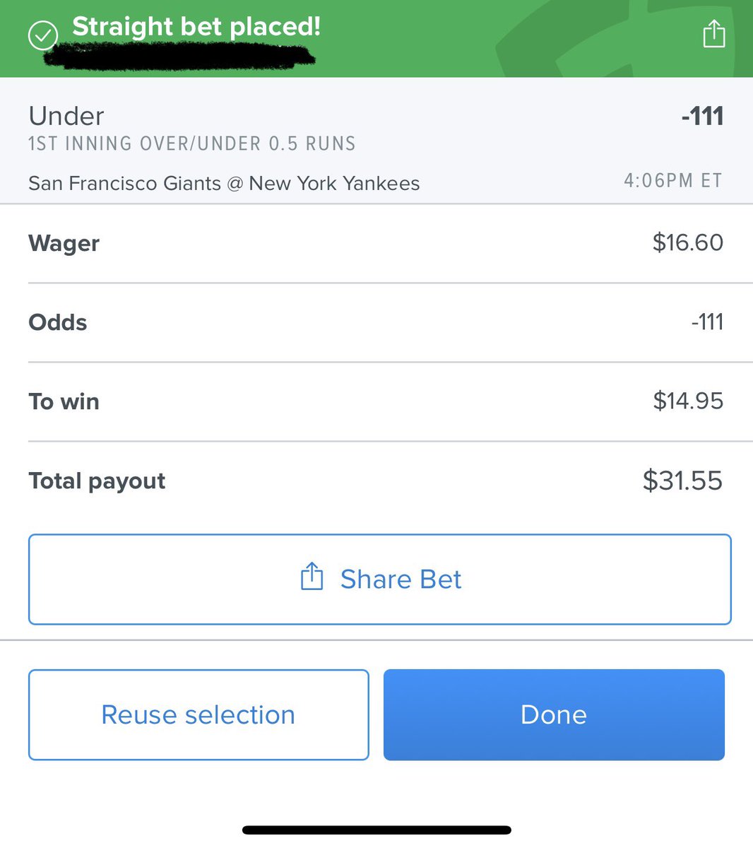 BetsBuy's tweet photo. Day 2!!

NRFI Giants/Yankees -111

$16.60➡️$31.55

#LadderChallenge #baseballbets #mlbbets #NRFI https://t.co/WS261rHZBK