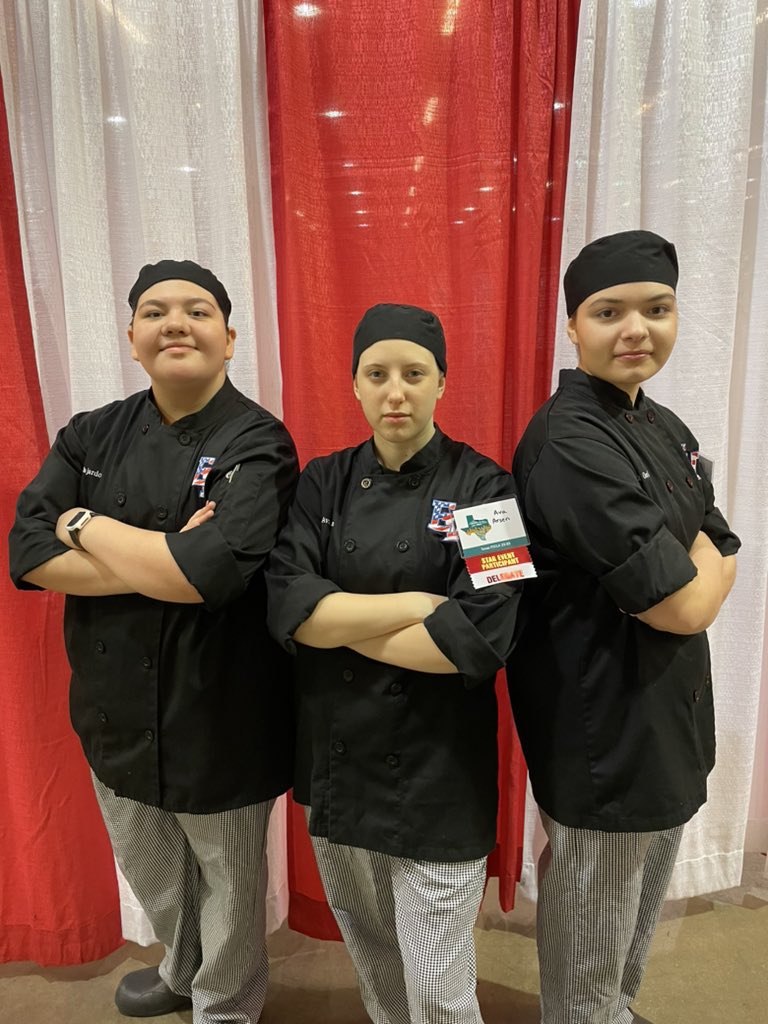 GISD_Culinary's tweet photo. It’s Baking and Pastries turn to show their amazing skills!! Good luck Linda, Nailah and Ava!!! 
FCCLA State Baking and Pastry 2023! @TexasFCCLA https://t.co/wrAfkDnVs8