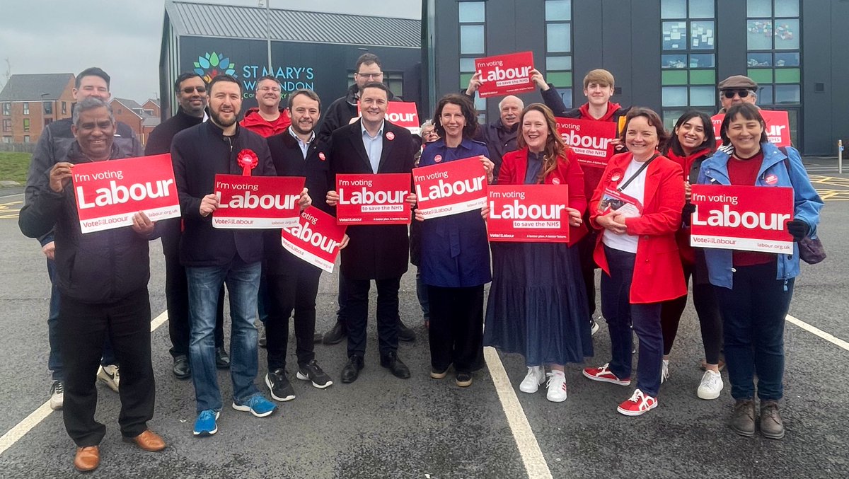 wesstreeting's tweet photo. Wonderful to get @MKLabourParty off to a flying start for the local elections this weekend with @AnnelieseDodds - despite the rain - for @Pete_Marland and his team.

We have two brilliant MP candidates in @emily4MK and @chriscurtis94, who will be brilliant MPs for Milton Keynes. https://t.co/ELYtCLCl6D