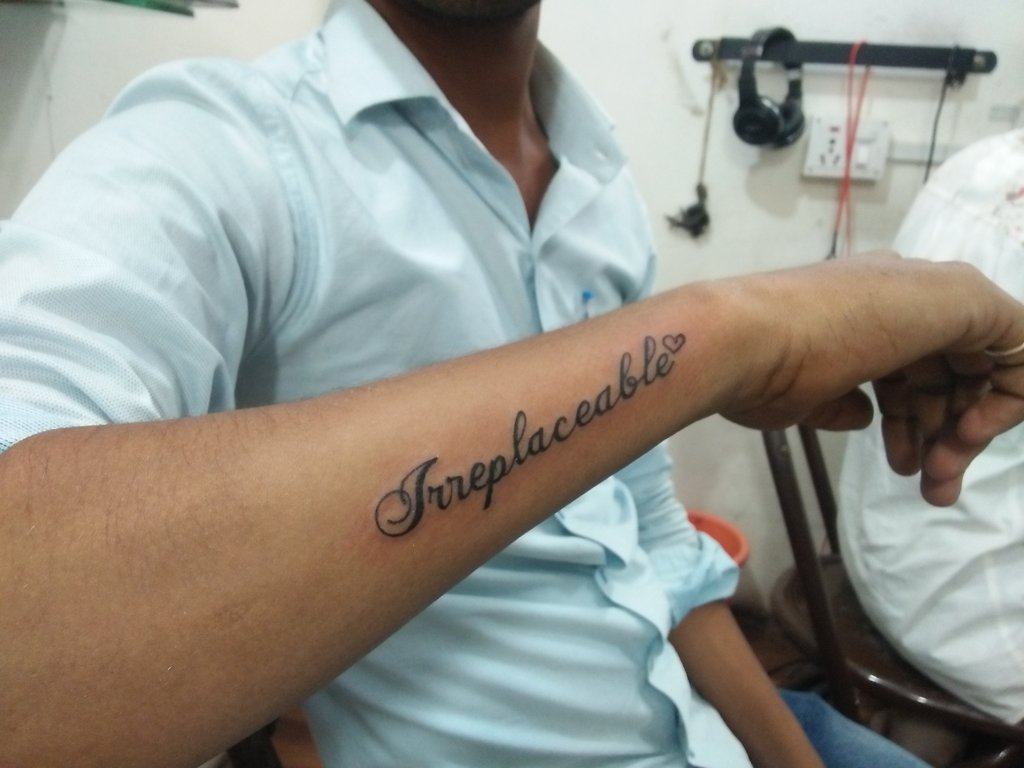 BK14355's tweet photo. @iamRashmika did you forgot me 😔 tatto  for you madam https://t.co/c0FXzzDje5