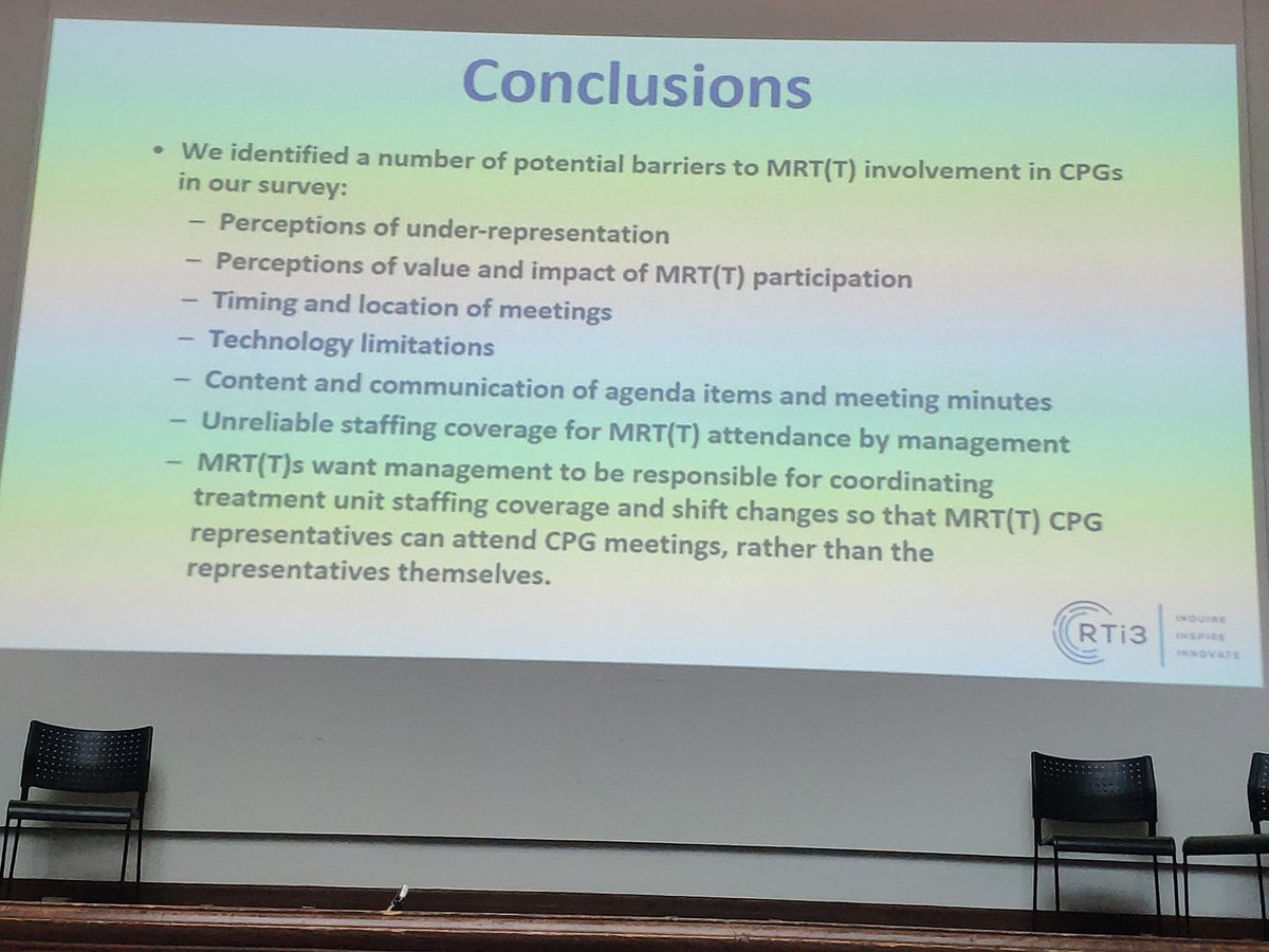 carmen_chan1's tweet image. CSRT Kelly Linden @OttawaHospital discussing the barriers to radiation therapists participation in clinical practice groups
#empowerment #collaboration 
@AdvPracticeRT
#RTi3Conference