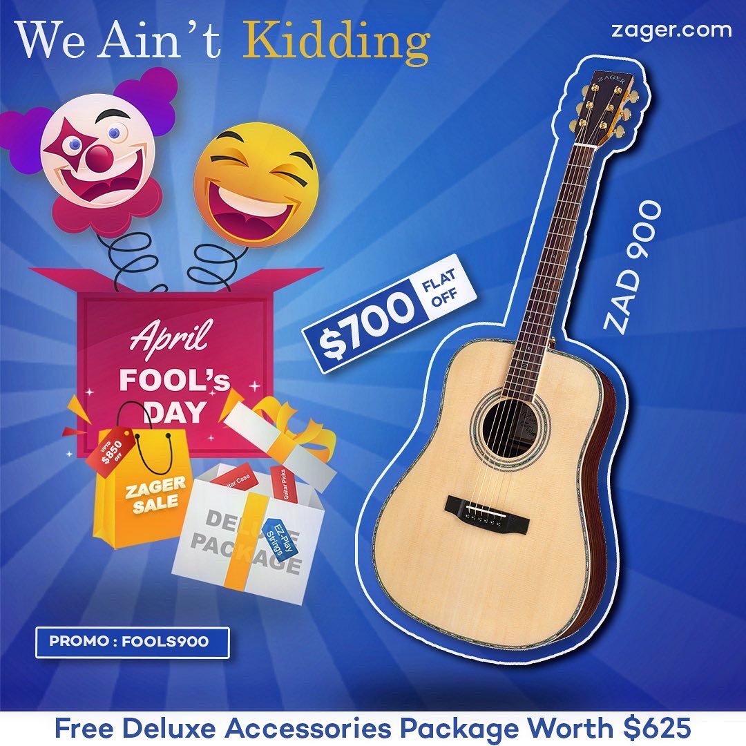 Zager_Guitars's tweet photo. These sale prices are NO JOKE! 🤡 Celebrate #AprilFoolsDay with #ZagerGuitars & save UP TO $850 on our most popular models! 🛒 SHOP AT: https://t.co/9ua6Rvx0Wz
ACT FAST because the #sale ends tomorrow!
FREE Accessories Pack with every purchase!
#AprilFools #GuitarSale #Zager https://t.co/cW3OAZ8yl9