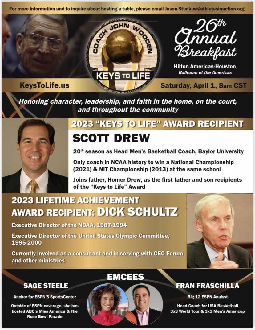 CoachAment's tweet photo. Appreciate the invitation of Max Bauman of @nwhoustonfca inviting coaches from @CFISDAthletics to attend the Coach John Wooden Keys to Life breakfast at Hilton of Americas in downtown! https://t.co/F7RVaZqLL2