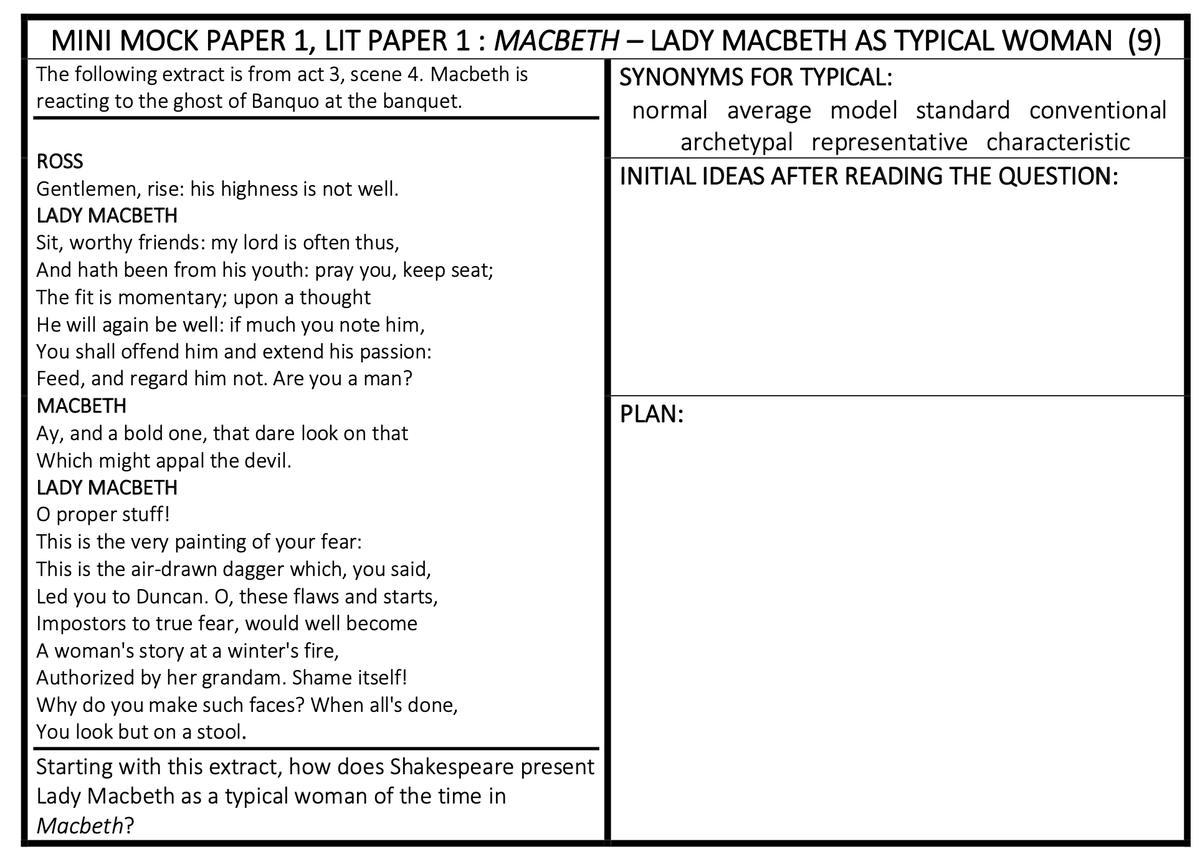 LauraLolder's tweet photo. Hey @Team_English1  are you also at the stage of repeated extracts for Y11? I've made THIRTY - 30 - Mini Mocks for 'Macbeth'🩸 and 'A Christmas Carol' ❄️
A little 🧵on using them
Much like my language mini mocks, the purpose is to use mini extracts so that time is spent on the https://t.co/lAjAdEMf3t
